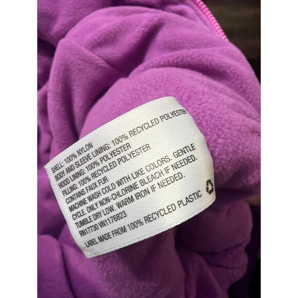 Cat & Jack Baby Girls Hooded Puffer One-Piece Pink Purple Snowsuit Size 9M New - Picture 6 of 6